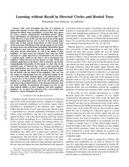 Learning without recall in directed circles and rooted trees
