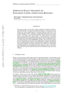 Improving Policy Gradient by Exploring Under-appreciated Rewards