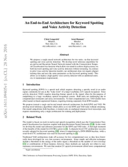 An End-to-End Architecture for Keyword Spotting and Voice Activity
  Detection
