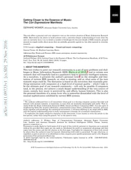 Getting Closer to the Essence of Music: The Con Espressione Manifesto