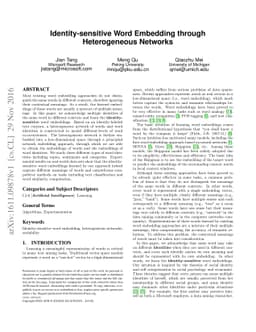 Identity-sensitive Word Embedding through Heterogeneous Networks