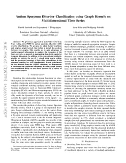 Autism Spectrum Disorder Classification using Graph Kernels on
  Multidimensional Time Series