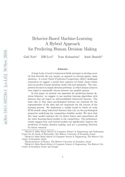 Behavior-Based Machine-Learning: A Hybrid Approach for Predicting Human
  Decision Making