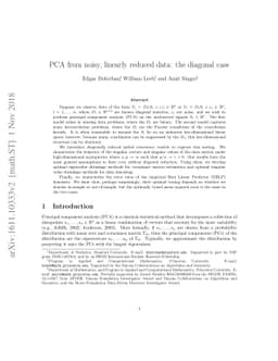 PCA from noisy, linearly reduced data: the diagonal case