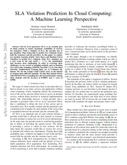 SLA Violation Prediction In Cloud Computing: A Machine Learning
  Perspective