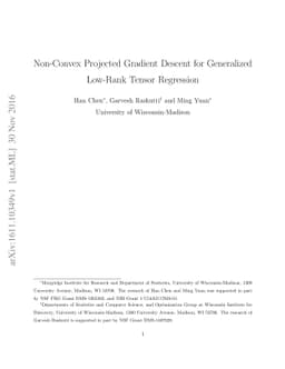 Non-Convex Projected Gradient Descent for Generalized Low-Rank Tensor
  Regression