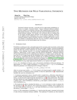 Two Methods For Wild Variational Inference