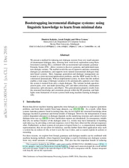 Bootstrapping incremental dialogue systems: using linguistic knowledge
  to learn from minimal data