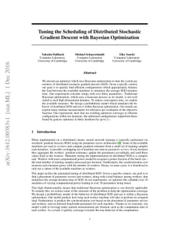 Tuning the Scheduling of Distributed Stochastic Gradient Descent with
  Bayesian Optimization