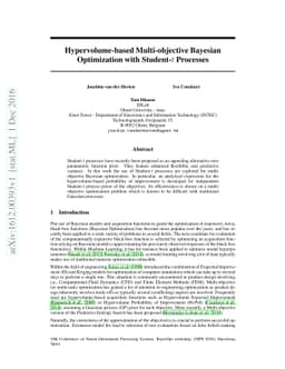 Hypervolume-based Multi-objective Bayesian Optimization with Student-t
  Processes