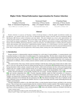 Higher Order Mutual Information Approximation for Feature Selection