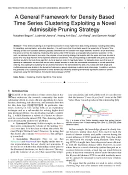A General Framework for Density Based Time Series Clustering Exploiting
  a Novel Admissible Pruning Strategy