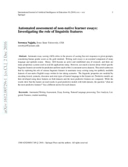Automated assessment of non-native learner essays: Investigating the
  role of linguistic features