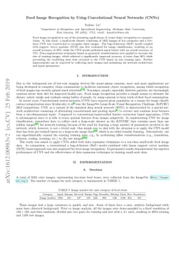Food Image Recognition by Using Convolutional Neural Networks (CNNs)