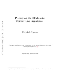 Privacy on the Blockchain: Unique Ring Signatures