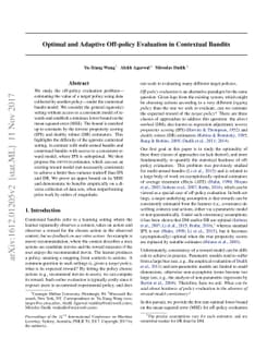 Optimal and Adaptive Off-policy Evaluation in Contextual Bandits