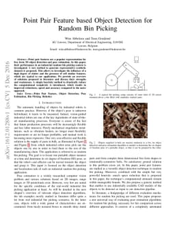 Point Pair Feature based Object Detection for Random Bin Picking