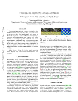 Stereo image de-fencing using smartphones