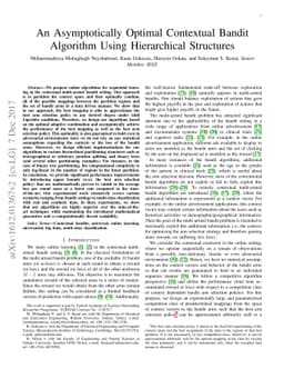 An Asymptotically Optimal Contextual Bandit Algorithm Using Hierarchical
  Structures