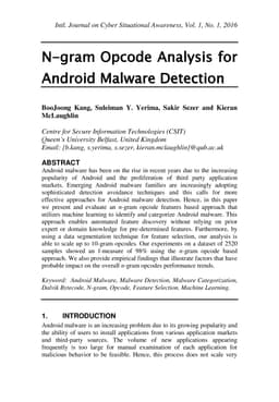 N-gram Opcode Analysis for Android Malware Detection