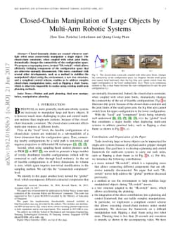 Closed-Chain Manipulation of Large Objects by Multi-Arm Robotic Systems