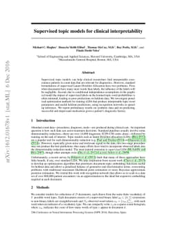 Supervised topic models for clinical interpretability
