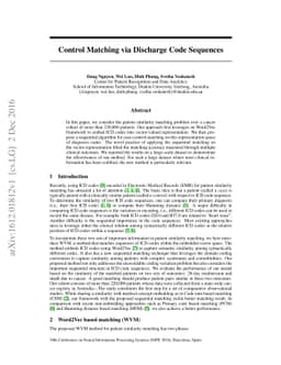 Control Matching via Discharge Code Sequences