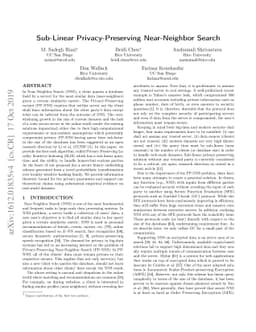 Sub-Linear Privacy-Preserving Near-Neighbor Search