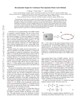 Recommender Engine for Continuous Time Quantum Monte Carlo Methods