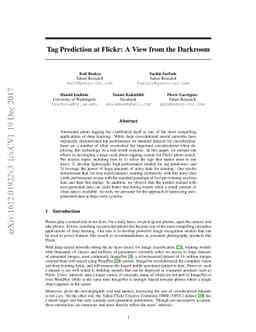 Tag Prediction at Flickr: a View from the Darkroom