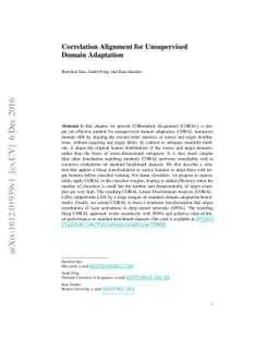 Correlation Alignment for Unsupervised Domain Adaptation