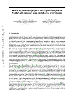 Measuring the non-asymptotic convergence of sequential Monte Carlo
  samplers using probabilistic programming
