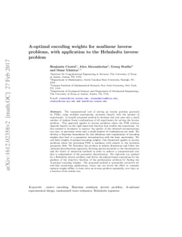 A-optimal encoding weights for nonlinear inverse problems, with
  applications to the Helmholtz inverse problem