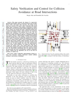 Safety Verification and Control for Collision Avoidance at Road
  Intersections