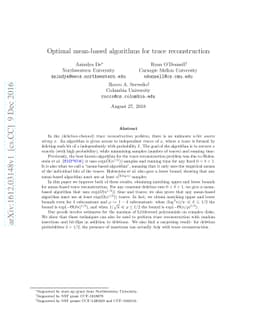 Optimal mean-based algorithms for trace reconstruction