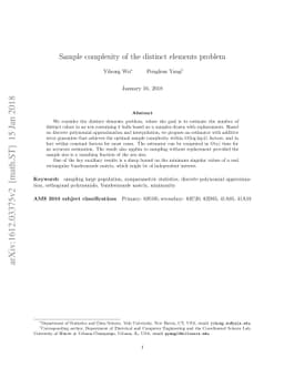 Sample complexity of the distinct elements problem