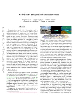 COCO-Stuff: Thing and Stuff Classes in Context