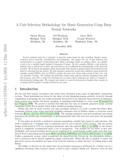 A Unit Selection Methodology for Music Generation Using Deep Neural
  Networks