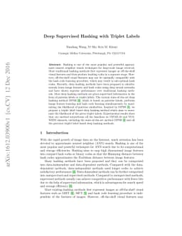 Deep Supervised Hashing with Triplet Labels