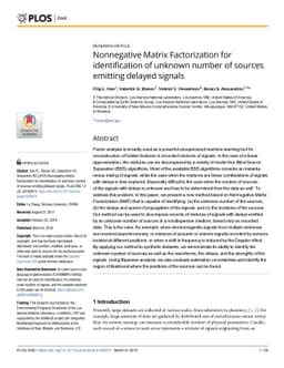 Nonnegative Matrix Factorization for identification of unknown number of
  sources emitting delayed signals