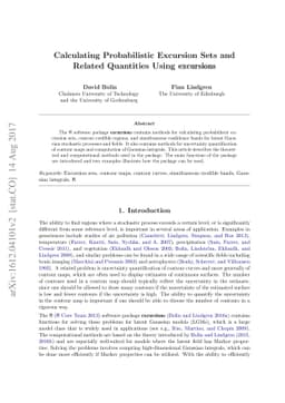 Calculating probabilistic excursion sets and related quantities using
  excursions