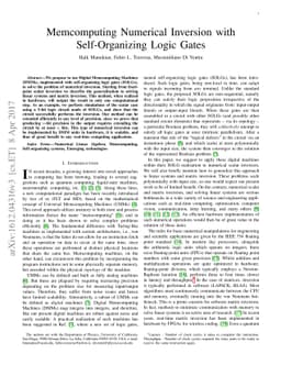 Memcomputing Numerical Inversion with Self-Organizing Logic Gates