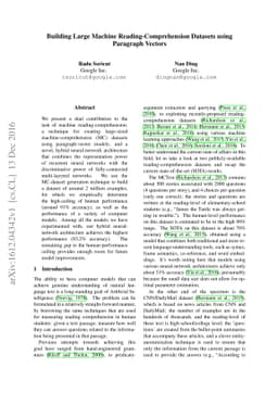 Building Large Machine Reading-Comprehension Datasets using Paragraph
  Vectors