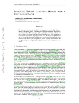 Improving Neural Language Models with a Continuous Cache