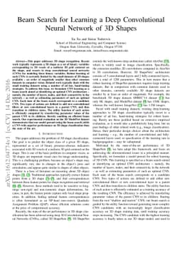 Beam Search for Learning a Deep Convolutional Neural Network of 3D
  Shapes