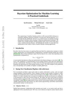 Bayesian Optimization for Machine Learning : A Practical Guidebook