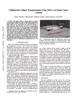 Collaborative Object Transportation Using MAVs via Passive Force Control