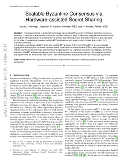 Scalable Byzantine Consensus via Hardware-assisted Secret Sharing