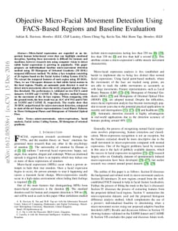 Objective Micro-Facial Movement Detection Using FACS-Based Regions and
  Baseline Evaluation