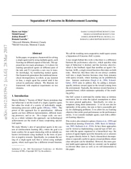 Separation of Concerns in Reinforcement Learning